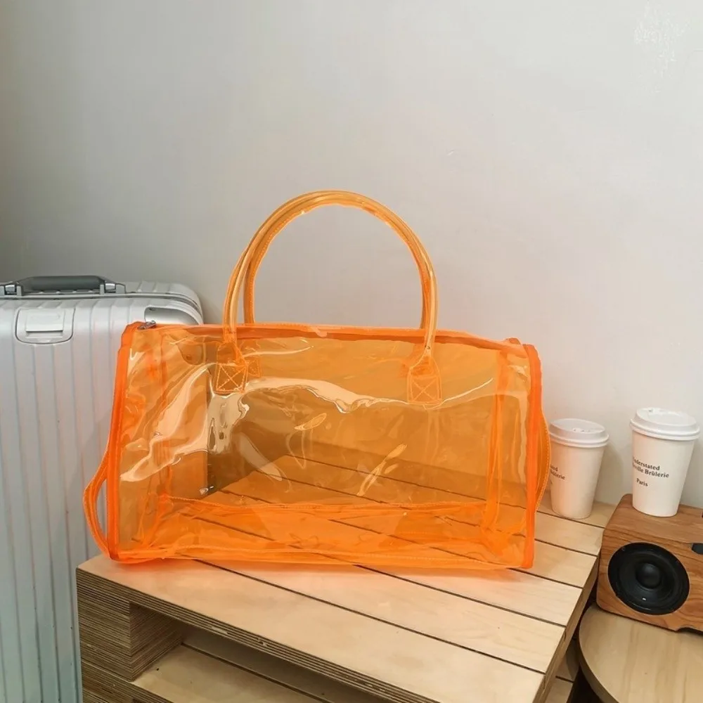 Large Capacity Transparent Crossbody Bag PVC Lightweight Washing Storage Bag Waterproof Single Shoulder Beach Swimming Bag