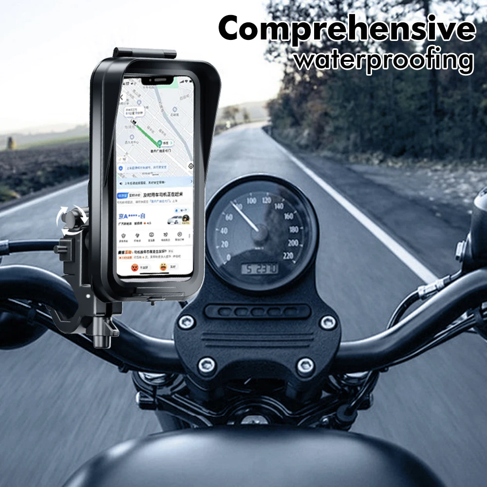Universal Bicycle Phone Holder, Waterproof Anti-Slip Shockproof Mount with Clear TPU Window,360° Rotatable for 4.5-7 Inch Phones