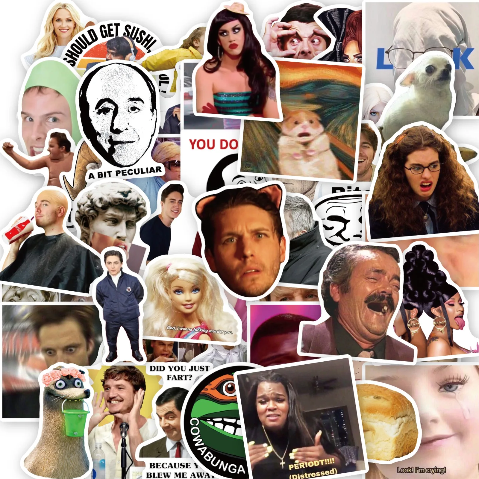 150Pcs Viral Funny Meme Expression Stickers Trendy Waterproof Decals DIY Junk Journal Scrapbook Laptop Phone Aesthetic Decor