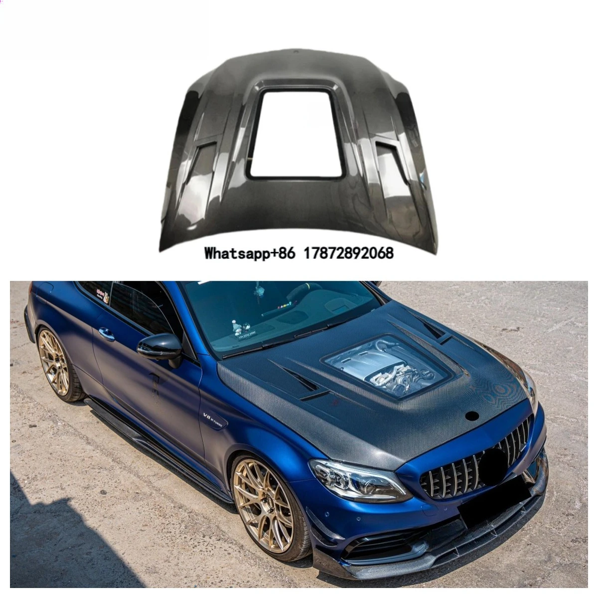 

Style Carbon Fiber Transparent Engine Hood for W205 C63 C63s Coupe/Sedan 2015+ Engine Bonnte Lid Body Kit