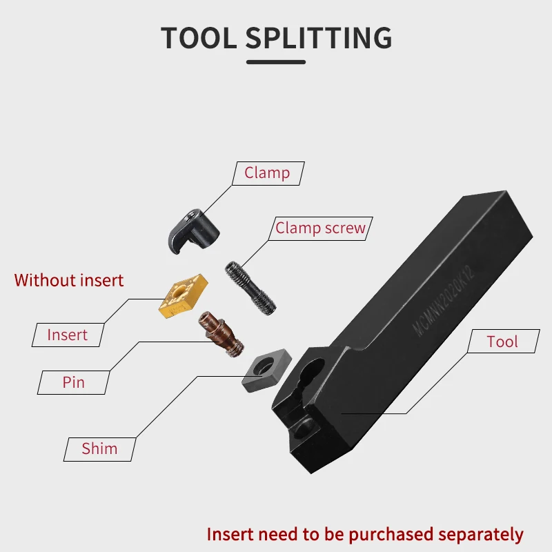 MCMNN1616H12-80 MCMNN2020K12-80 MCMNN2525M12-80 External Turning Tool Holder CNMG Carbide Inserts MCMNN Lathe Cutting Tools Set