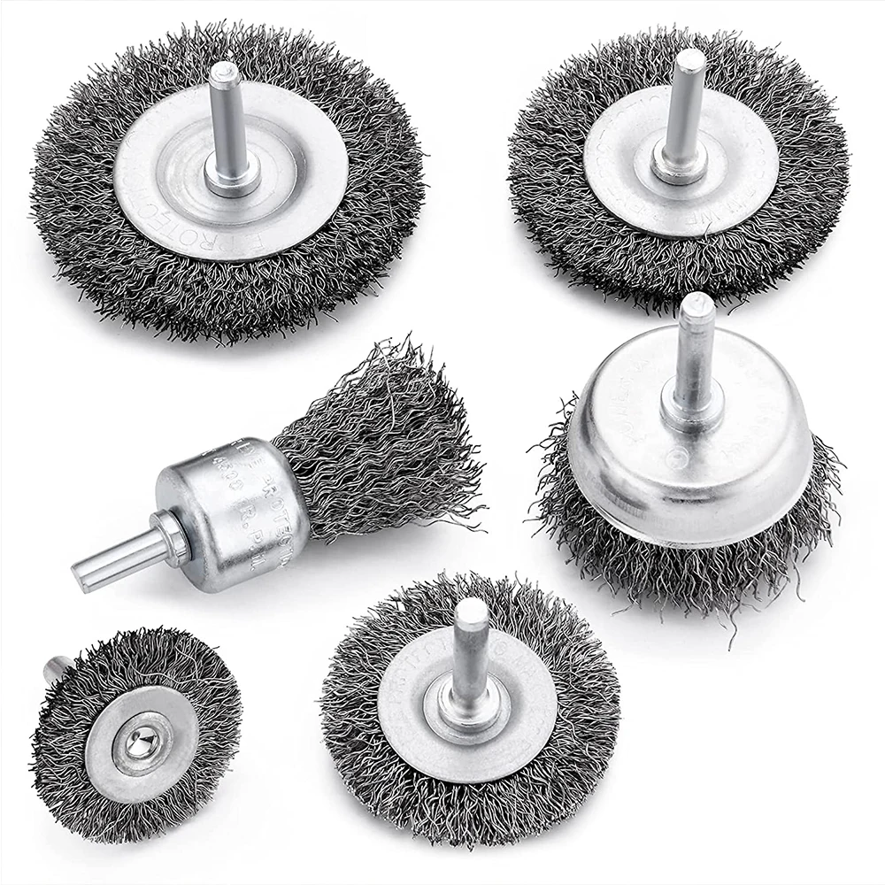 6pcs Wire Brush Wheel Cup Brush Set,Wire Brush for Drill Coarse Carbon Steel Crimped Wire Wheel