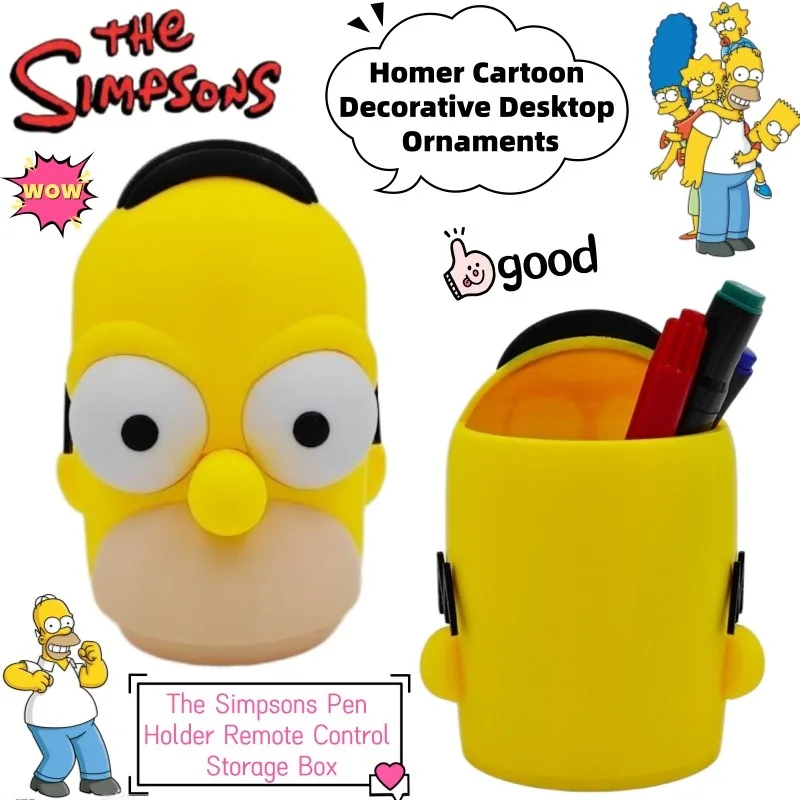 

The Simpsons Homer Cartoon Office Desktop Ornaments Creative Animation Peripheral Pen Container Remote Control Storage Box Gift