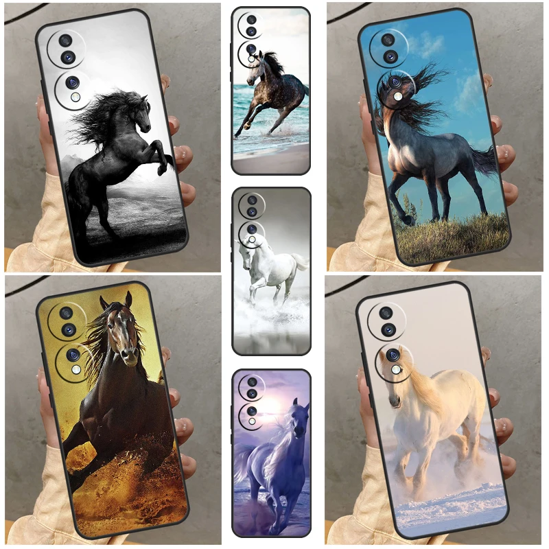 Galloping Horse Case For Huawei P30 Pro P50 P20 P40 Lite P Smart 2019 Nova 5T Honor 50 70 X7 X8 X9 Cover