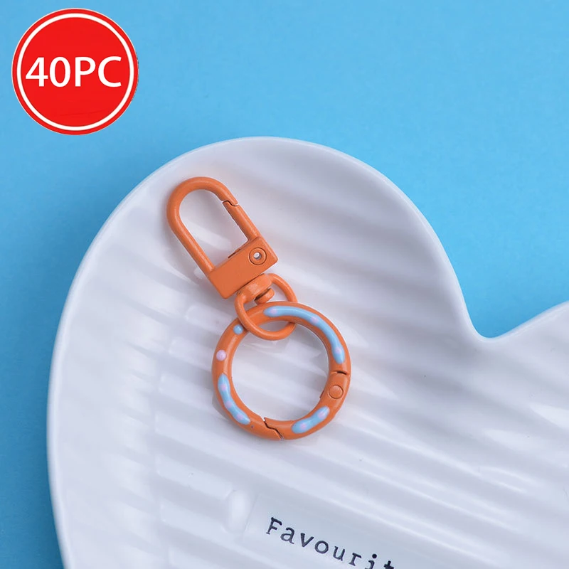 

40PCS,Candy colored door buckle with spring buckle DIY keychain ring doll luggage pendant keychain accessory