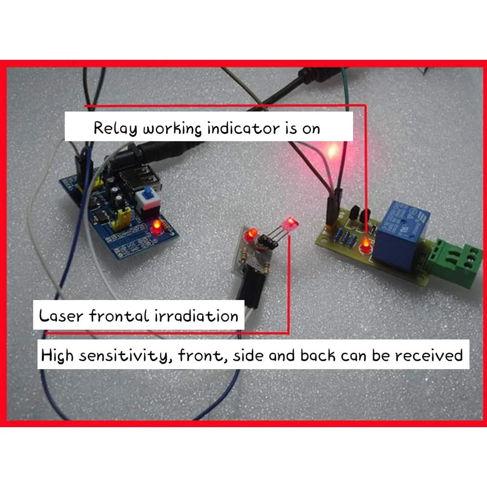 Laser Sensor Module Non-Modulator Tube Laser Receiver Module with KY-008 650nm Laser Transmitter Module for AVR