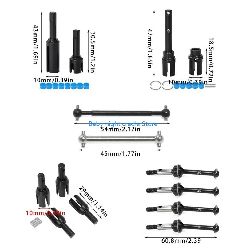 J2FF 1/10 Escala control remoto Remote CVD Piezas actualizaciones metal Piezas para XM01PRO