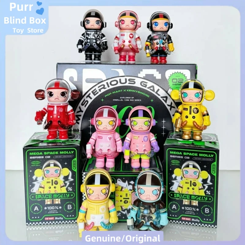 حقيقي POPMART ميجا سبيس مولي 100% V2 سلسلة 02-B صندوق أعمى لطيف عمل الشكل لعبة صندوق غامض سطح المكتب ديكور حلية الهدايا
