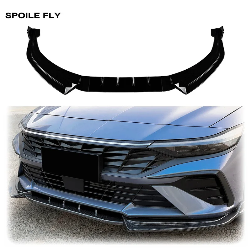 2023 2024 To Up  For Hyundai Elantra Mk7.5 Standard Front Bumper Lip Splitter Chin Spoiler Protector Guard Exterior Gloss Black