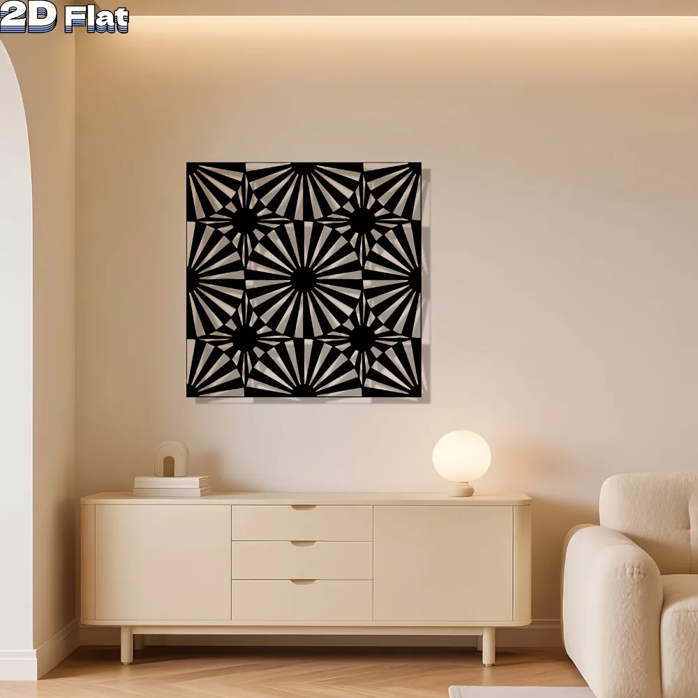 CIFBUY Metal Wall Art Sunburst Iron Sculpture Rust Resistant Dynamic Panels Modern Radiating Decor for Living Room Garden