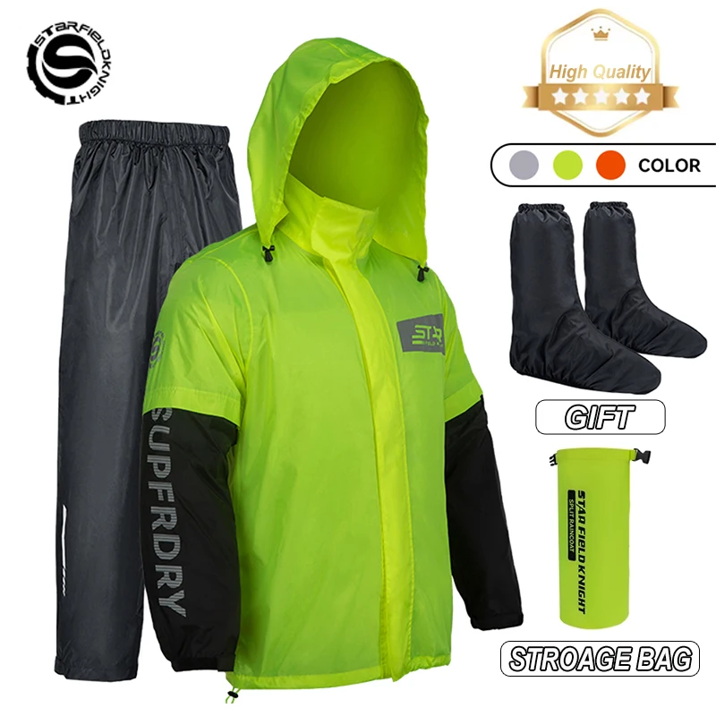 

SFK Motorcycle Riding Raincoat Set Motocross Raincoat Rainpants Split For Men Women Motorbike Raincoat Thin Waterproof Clothing