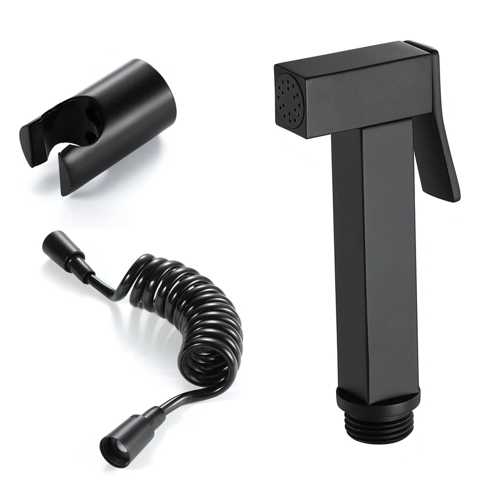Modern Portable Hand  Bidet Sprayer Set Black Brass Toilet Handheld Bidet for Home Apartment Bathroom Use