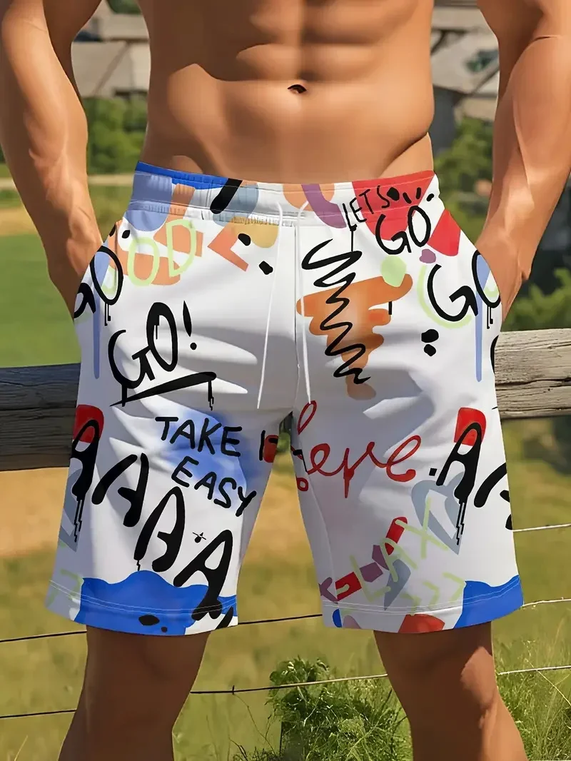 ملابس سباحة مطبوعة ملونة ثلاثية الأبعاد للرجال والنساء، ملابس سباحة لركوب الأمواج، شورت، جديد #6