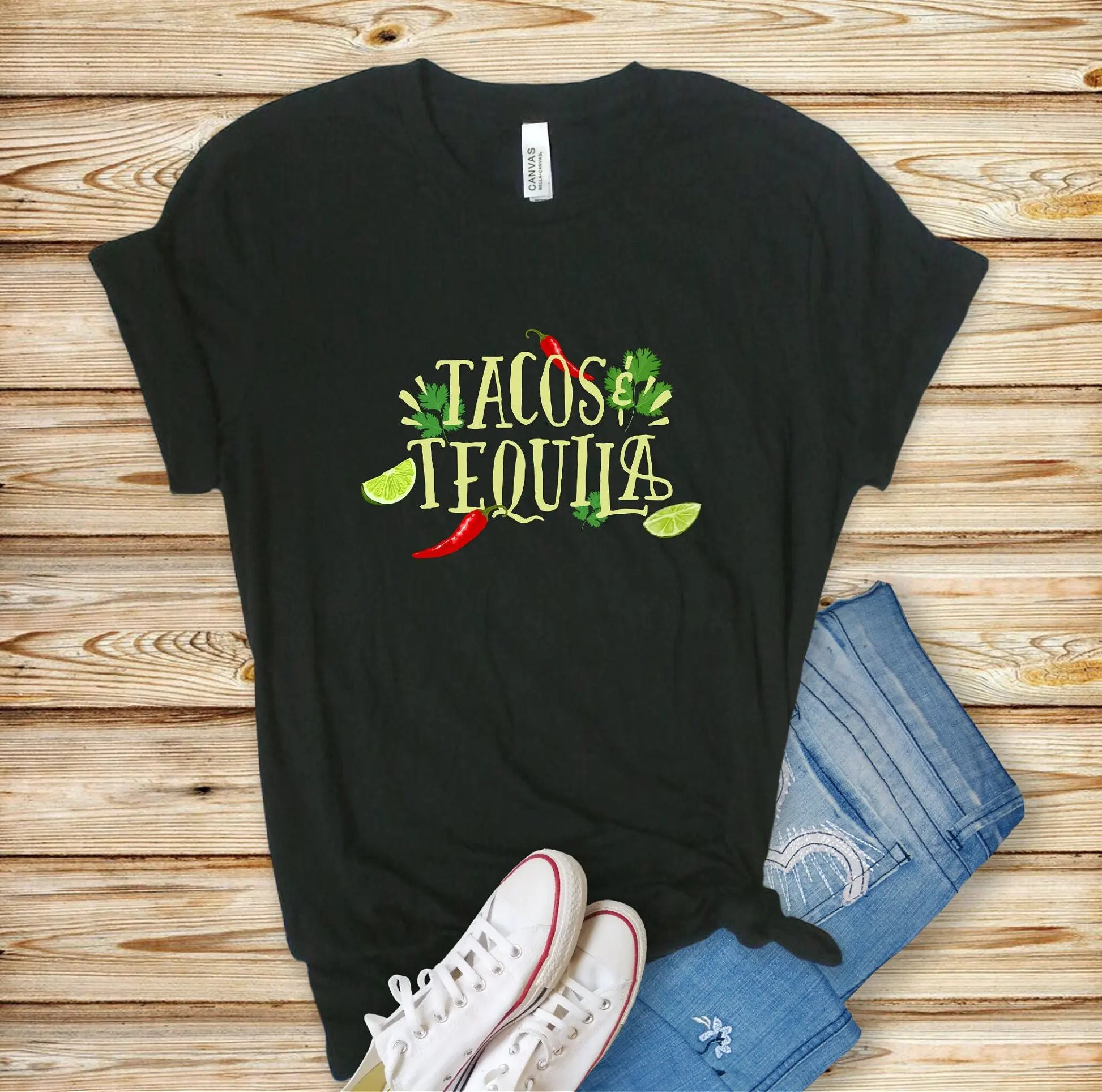 Tacos And Tequila Bright Fun T Shirt Jersey