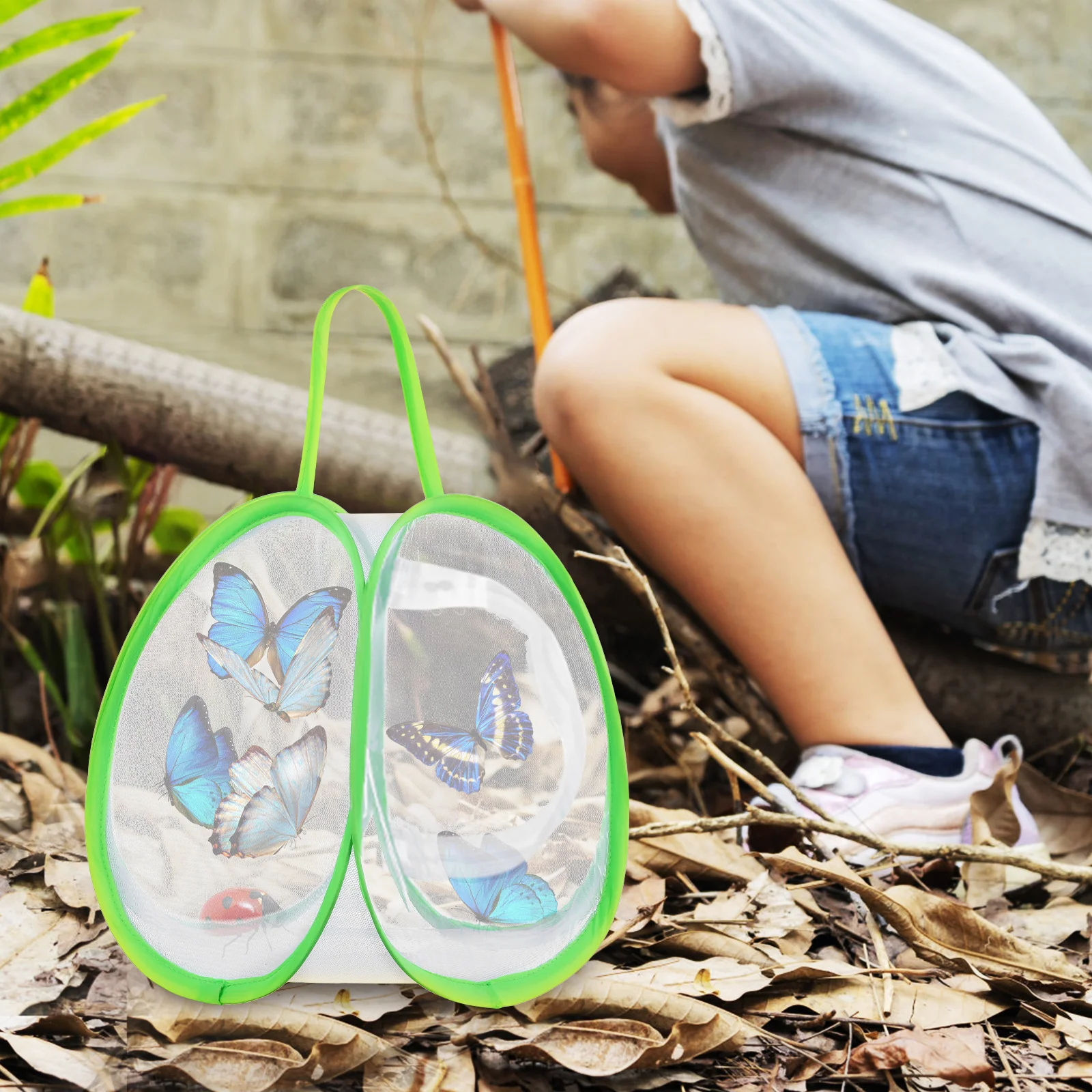 

2 Pcs Bucket for Caterpillars Butterfly Kit Transparent Mesh Large Capacity Butterfly Kit Lightweight Green Outdoor