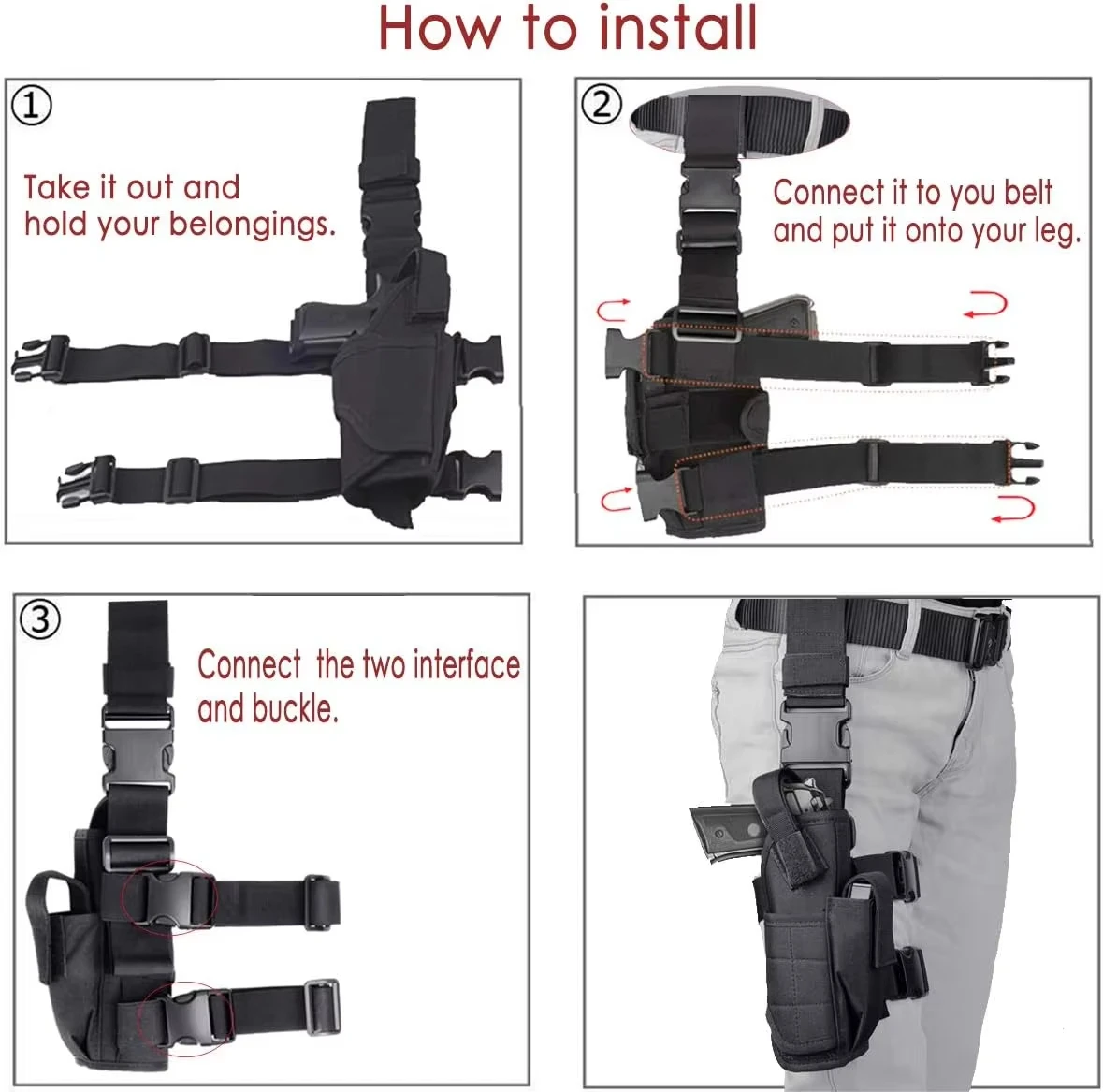 Left/Right Leg Gun Holster Gun Bag GLOCK 17/M9/P226/CZ 75 Revolver Leg Adjustable Airsoft Pistol Gun Case Outdoor Sports Hunting image 3