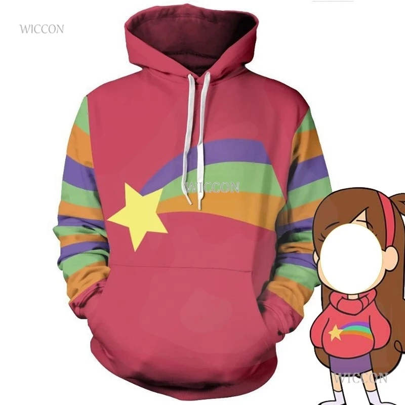 Gravity Cosplay Costume Hoodies Hat Fall Twins Dipper Mabel Same Style Pines Zipper Coat Baseball Cap Cartoon Party Hallowen Top