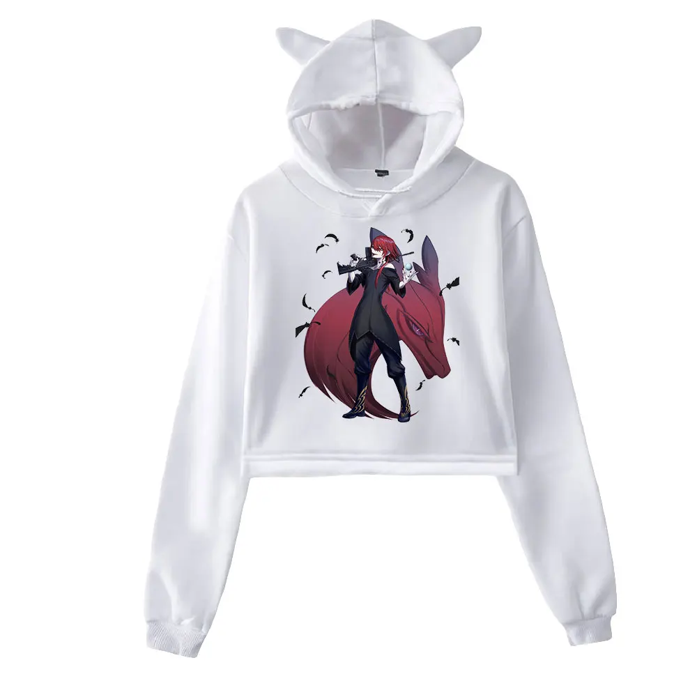 

Ragna Crimson kawaii anime mesh cat ear hoodies women Rabbit ears causal cute hoodies short Sleeve unisex sweatshirt