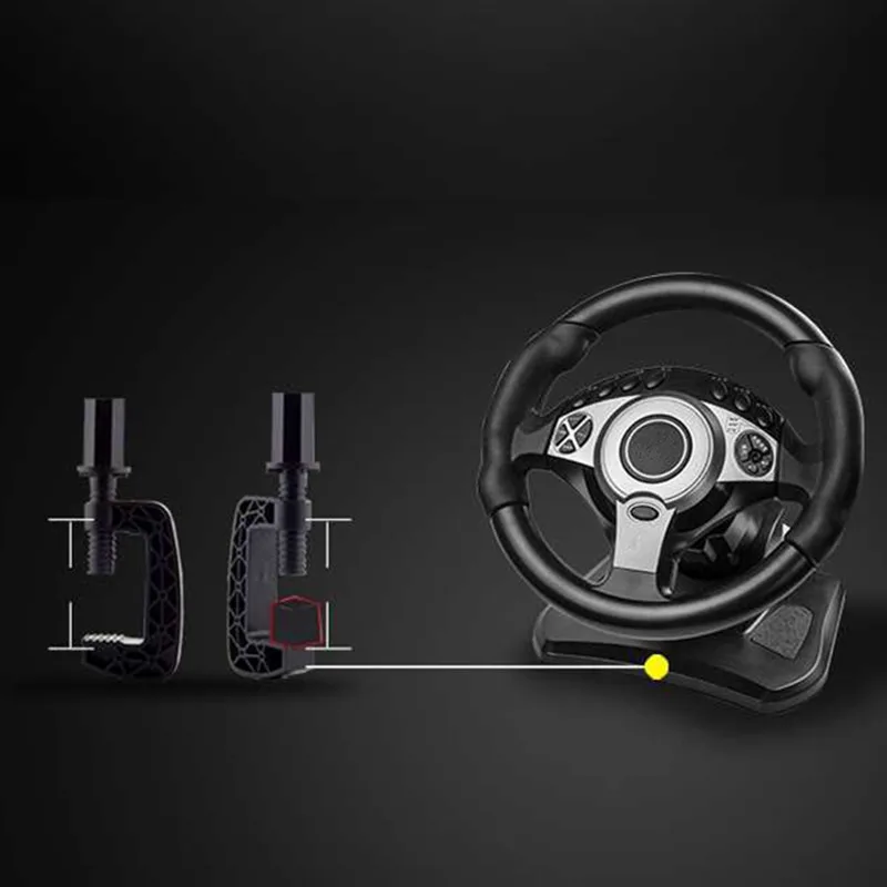 900 Degree Racing Games Steering Wheel Computer Learning Car Simulation Driving Machine Accelerator Brake Gear Lever Clutch Set view 4