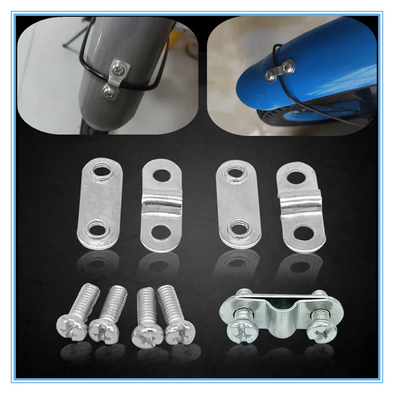 

10x Children's Bike Fender Bracket Mount Metal Mudguard Fixing Clamp Plate with Screws for Easy Installation 3.1cm Hole Spacing