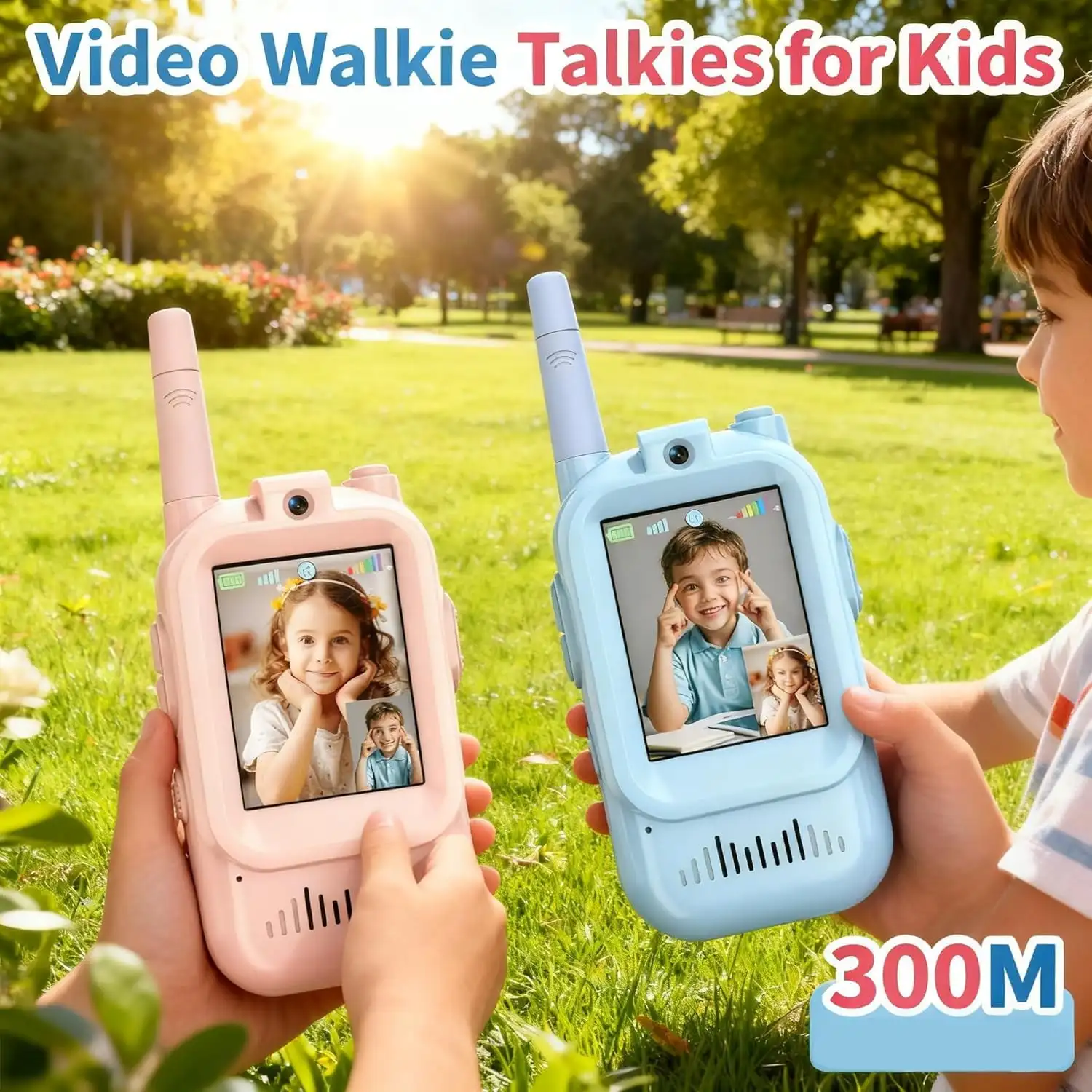 Video Walkie Talkies for Kids Handheld 2 Pack Rechargeable Video Intercom Kids Walkies Talkies for Boys Girls Ages 3-12