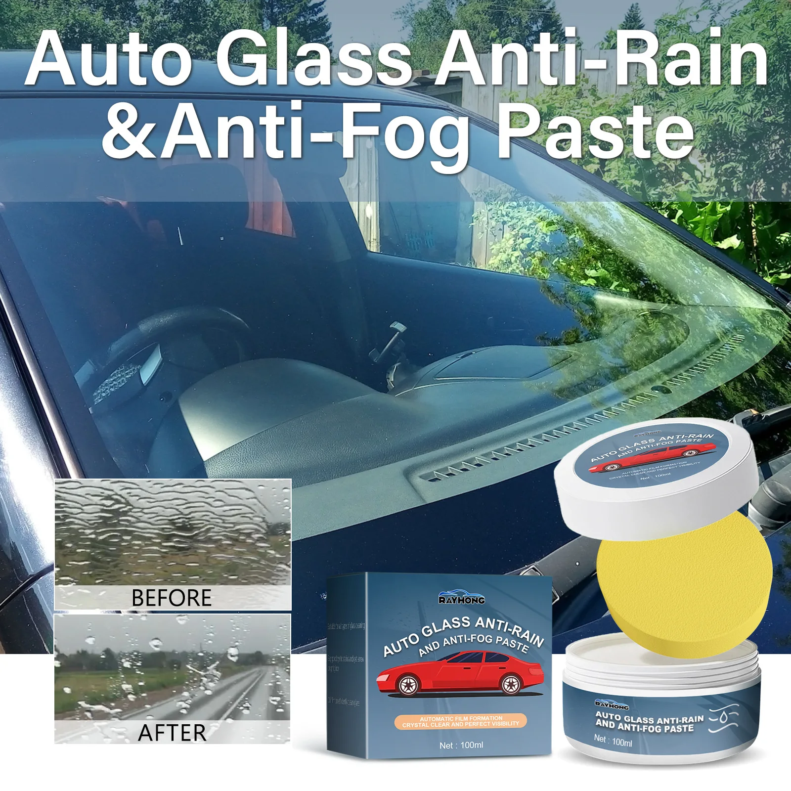 Car Windshield Window Rainproof and Defogging Glass Oil Film Cleaning and Decontamination agent