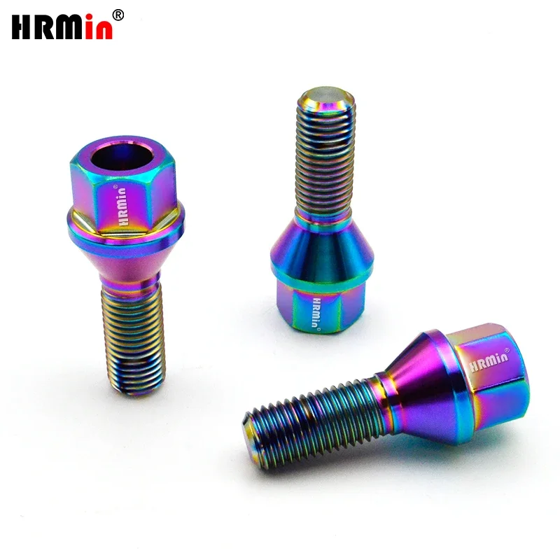 HRMin High quality Gr5 titanium 60 degree cone seat auto part wheel bolt titanium bolt M12*1.5 for racing car