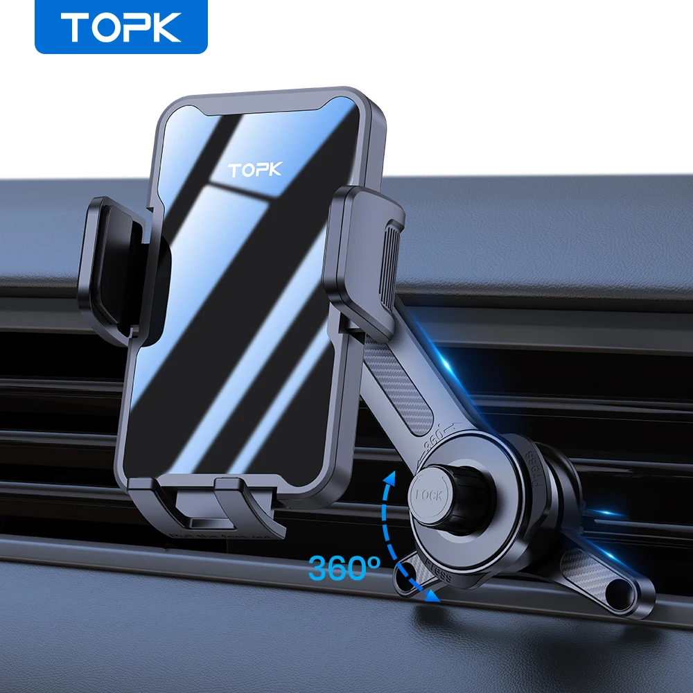

Автомобильный держатель для телефона TOPK для автомобильного вентиляционного отверстия, универсальные держатели для телефонов, свободные руки для больших телефонов и толстый чехол, подходит для всех телефонов