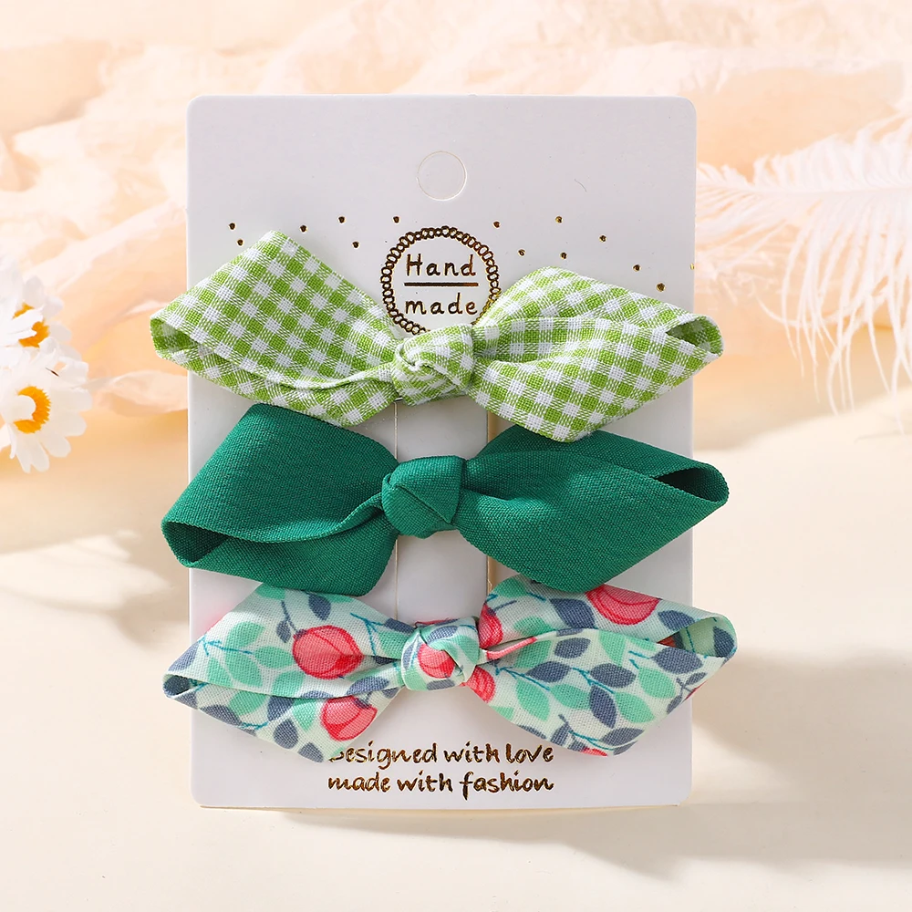 3 Teile/satz Nette Bögen Baby Mädchen Haarnadel Set Floral Plaid Pony Haar Clip Koreanische Haar Zubehör Süße Kinder Kopfschmuck 3 Teile/los – Detail 8