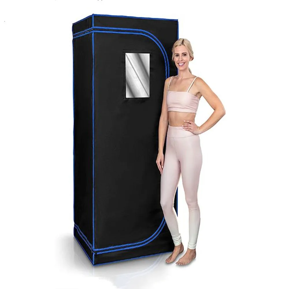 Portable Full Size Far Infrared Sauna Home Spa One Person Sauna with Heating Foot Pad and Fold Chair New Style