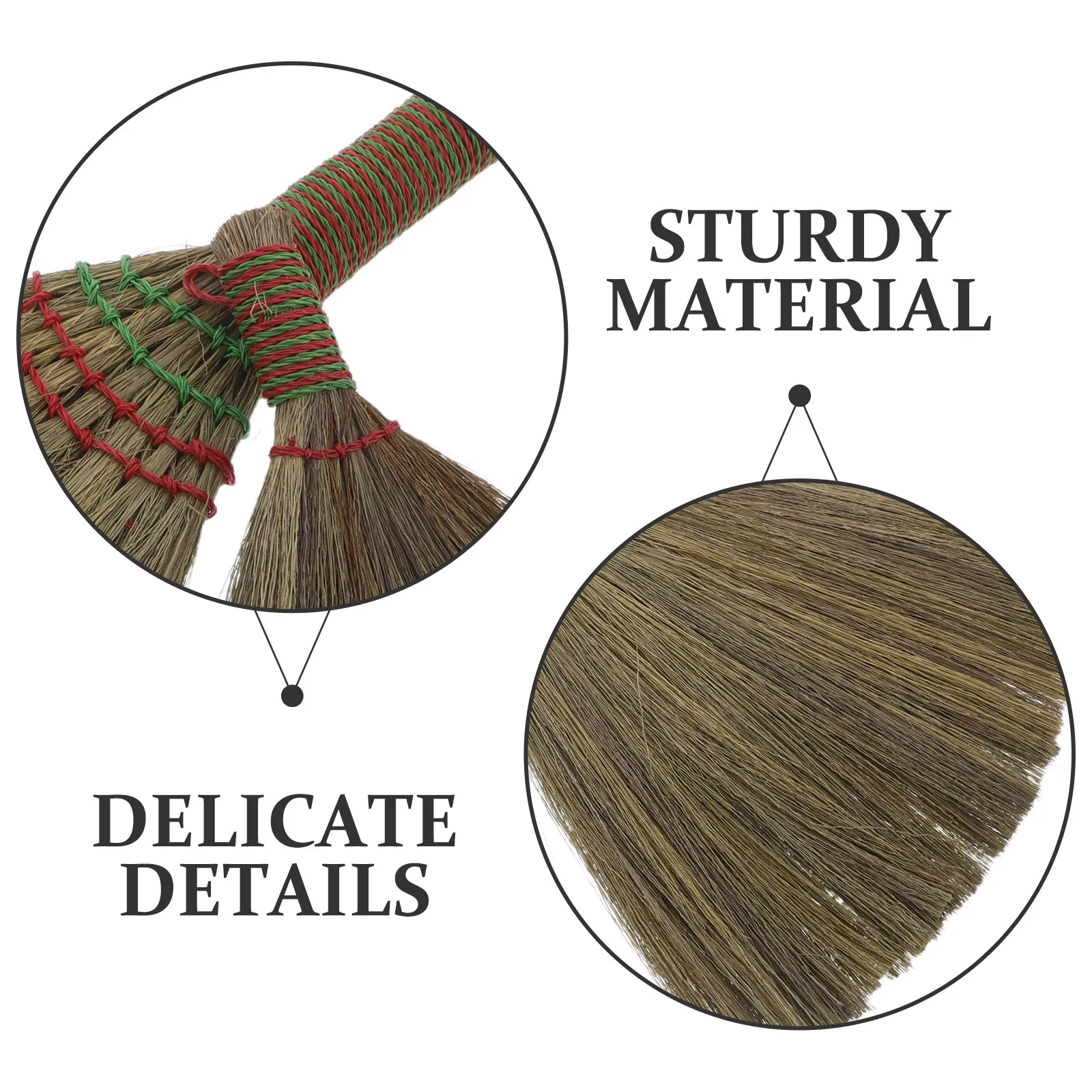2Pcs Handwoven Vietnamese Grass Broom Soft Traditional Straw Sweeper for Kitchen Bedroom Tabletop Dust Removal Lightweight