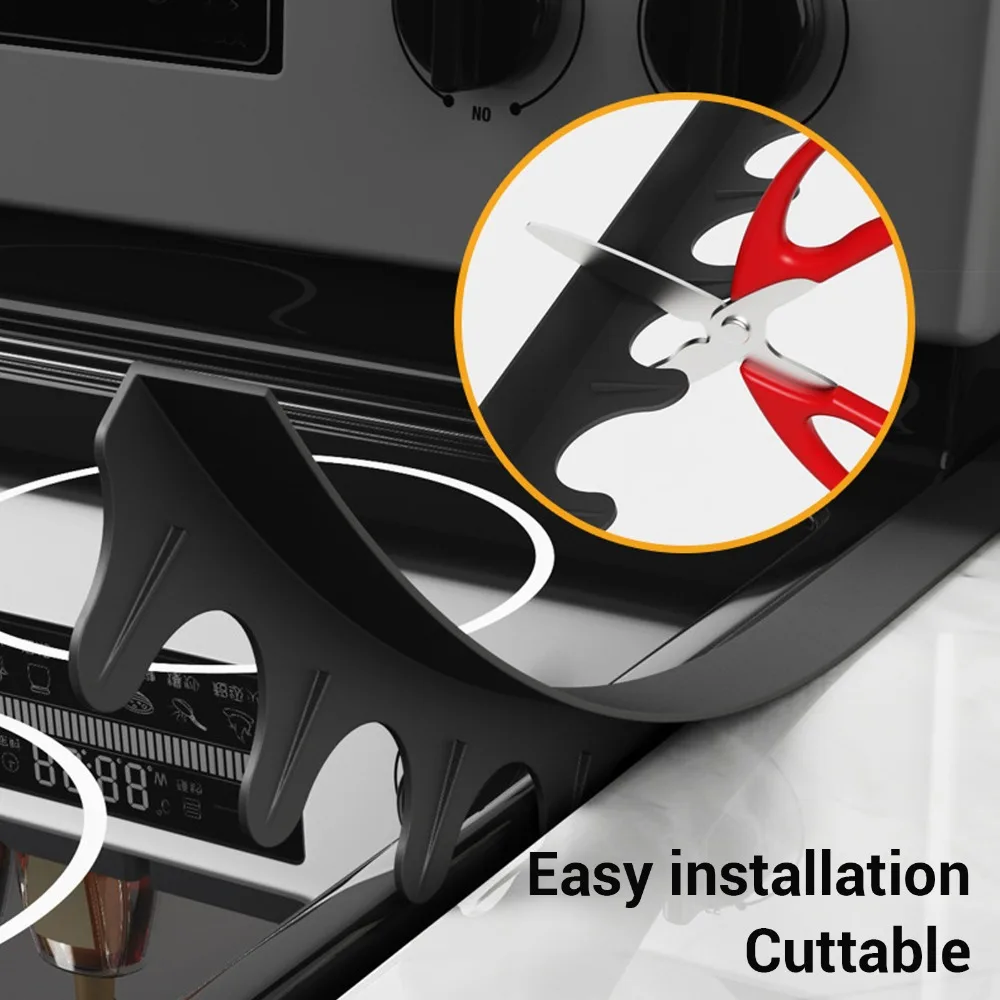 5 PCS Silicone Stove Gap Cover Black Cuttable Kitchen Gap Filler Easy to Clean Heat Resistant Oven Gap Cover Stovetop Oven