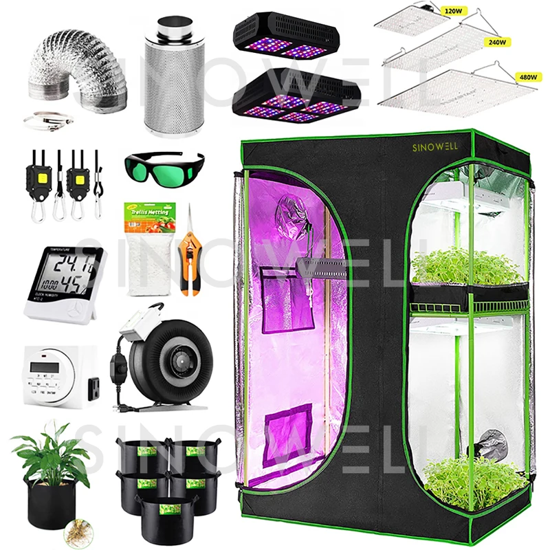 Imagem -05 - Carpa Cultivo Indoor Grow Tent Kit Completo Hidro Altamente Reflexivo Fabric1680d Mylar 3x3 Crescer Tenda para Planta Interior 120x120x200