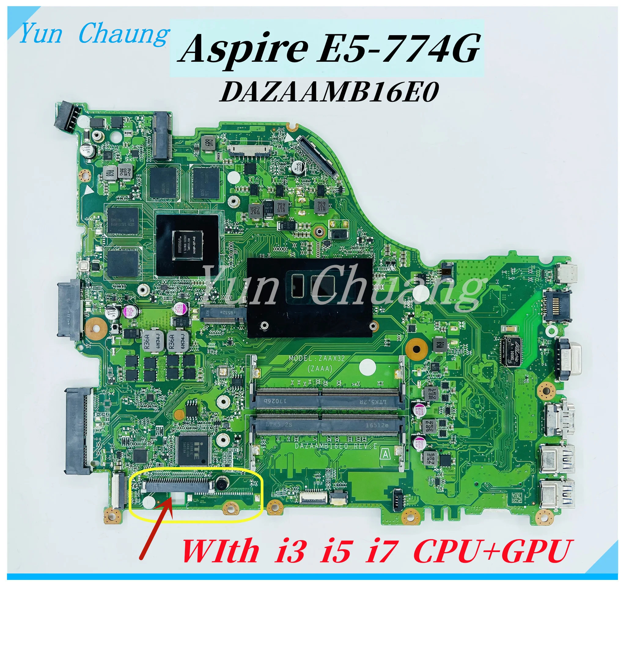 mainboard para acer aspire e5774 e5 774g placa mae do portatil com i3 i5 i7 cpu gtx950m ou 940mx 2g gpu ddr4 100 trabalho dazaamb16e0 01