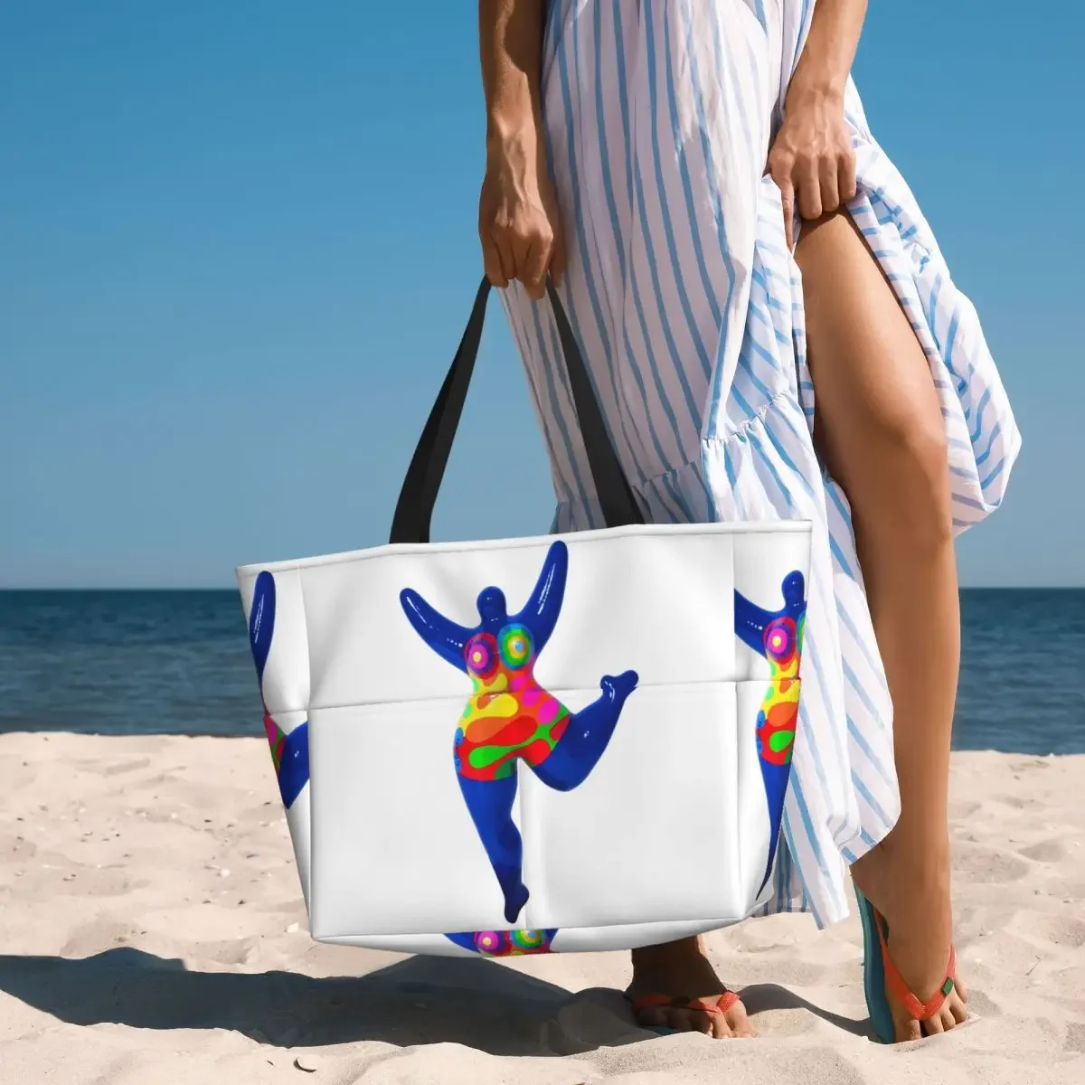 Blue Nana Biriney Tribute To Niki De Saint Phalle Beach Tote Bag Sport Yoga Duffle Large Tote Bag Women Travel Bag Fitness bag