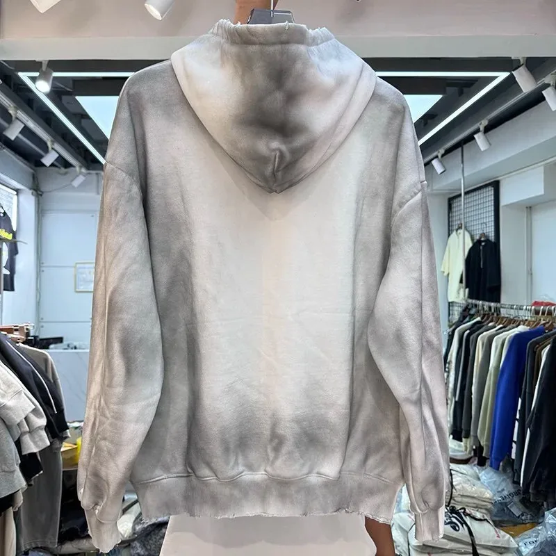 High Street New Leisure Pulley Washed Do Old Hoodie European American Fashion Trend Brand Sweatshirt Men Women Same Style