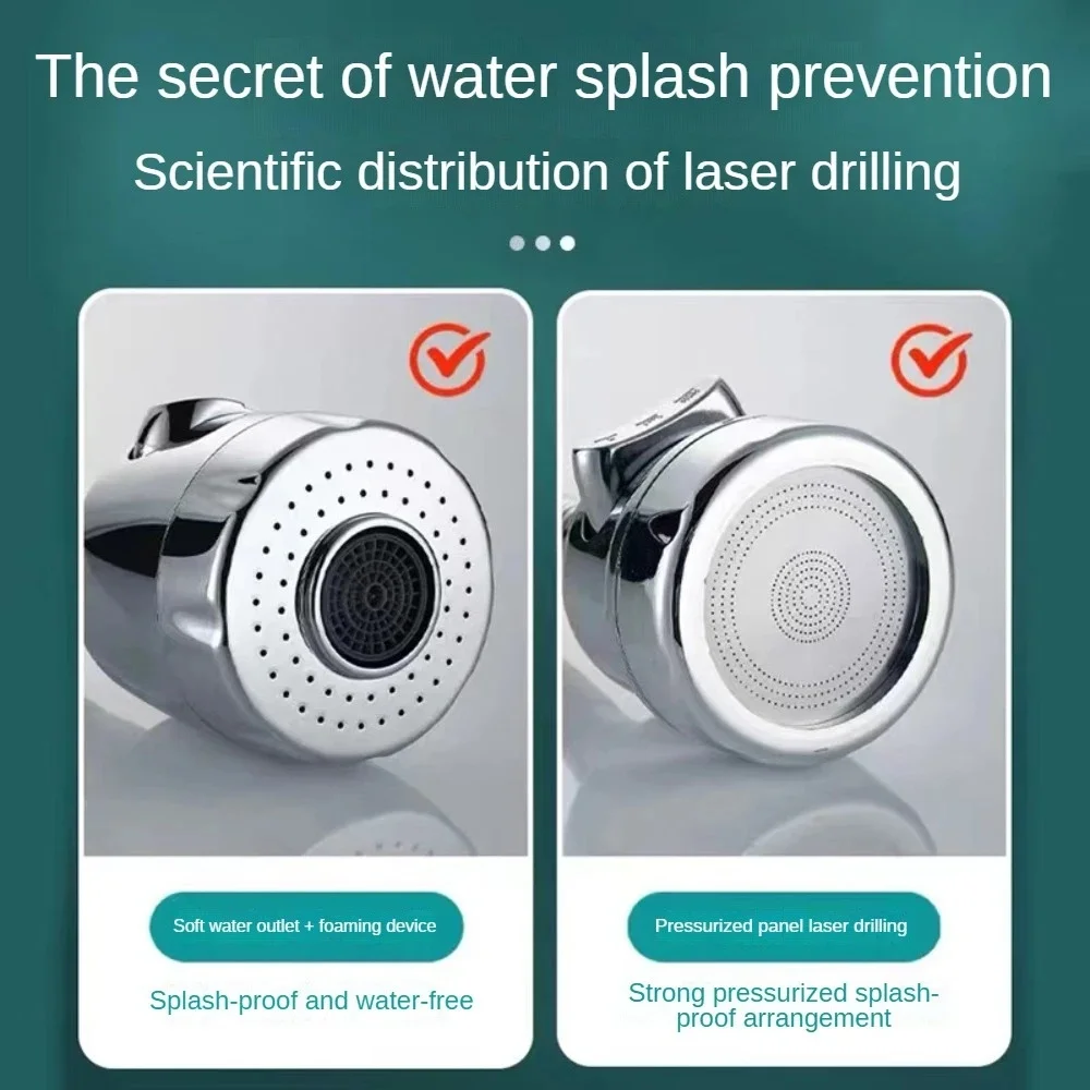 Dual-Speed Faucet Aerator: Adjustable Anti-Splash Nozzle Extension with Rotating Filter – Universal Water-Saving Spray Head