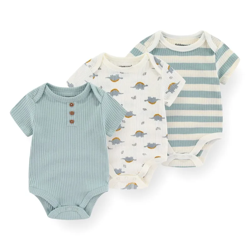 Cute Print Baby Girl Bodysuits 3 Pieces Newborn Boy Jumpsuits Short Sleeves Summer 2023 Infant Clothes Toddler Cotton Clothing