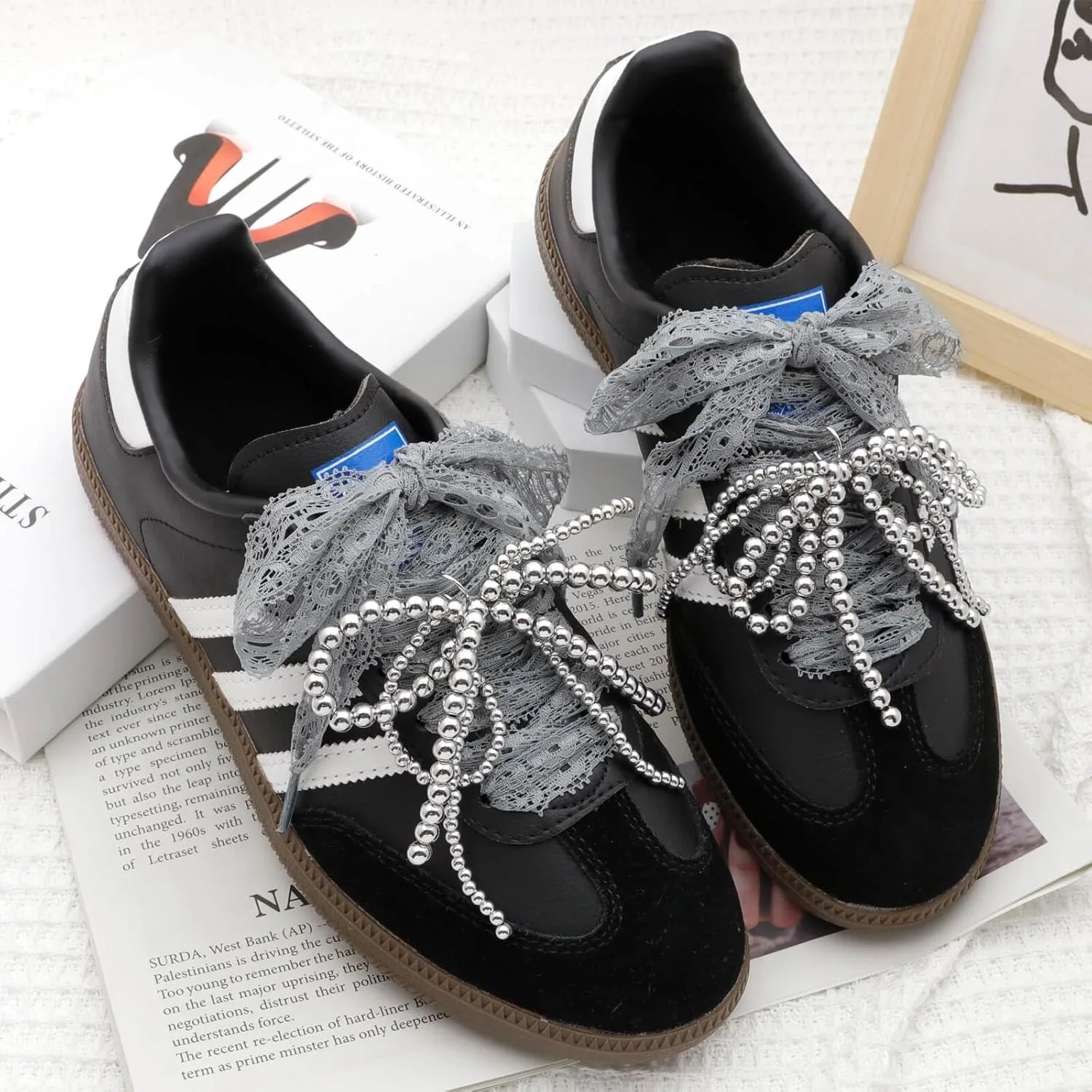 1 Paar Seiden-Spitzen-Schnürsenkel für Mädchen, bunte flache Schnürsenkel, weiß, schwarz, lässige Seil-Schnürsenkel für Schuhe, Zubehör, Breite 3 cm – Detail 26