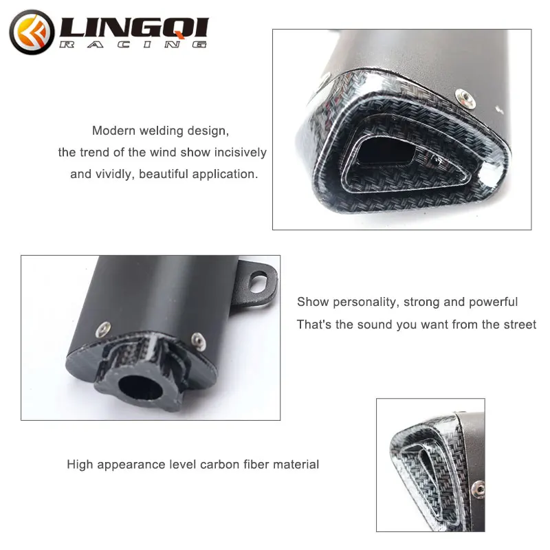 LINGQI Exhaust Muffler Expansion Chamber Pipe Motorcycle Engine Kit For 2 Stroke 49cc 50cc Gas Motor Dirt Bike Black KT