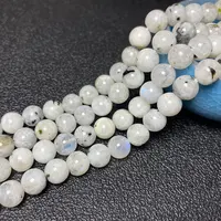 Perles rondes en pierre de lune bleue, encre naturelle du Sri Lanka, pour la fabrication de bijoux, bracelet et collier, 6/8/10MM, 1 brin 15'' 4