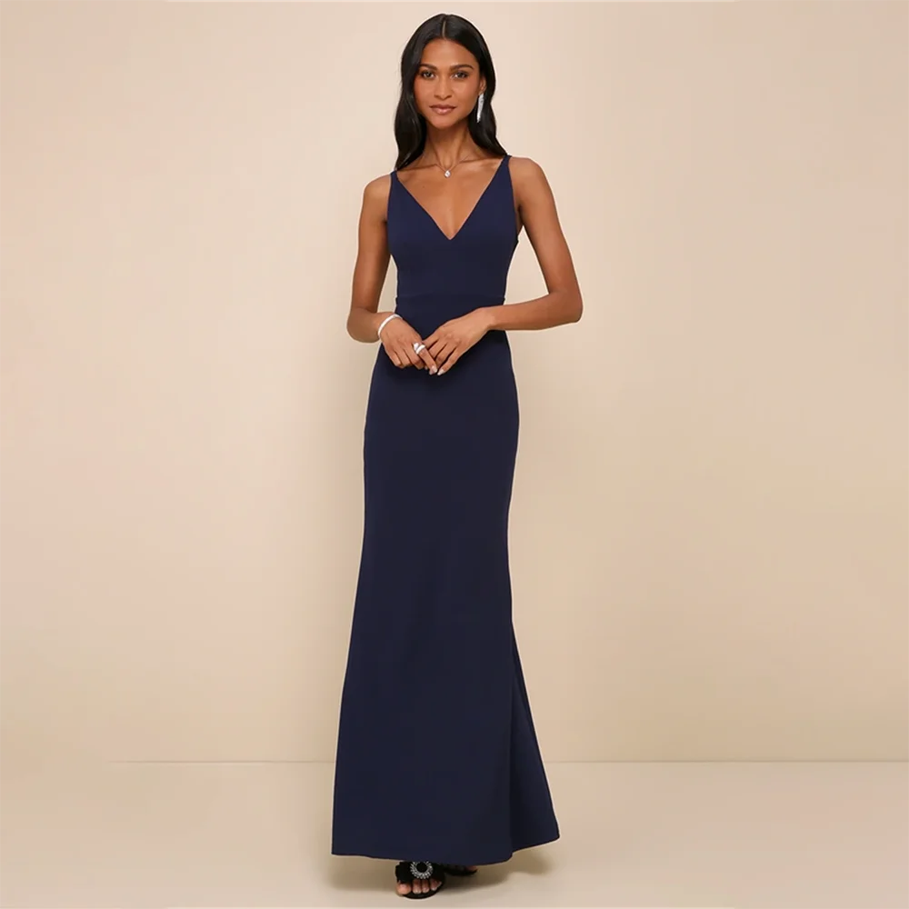 

Элегантное вечернее платье, платья для выпускного вечера, вечернее платье без рукавов с v-образным вырезом и открытой спиной, прямое вечернее, свадебное, коктейльное платье для гостей по индивидуальному заказу