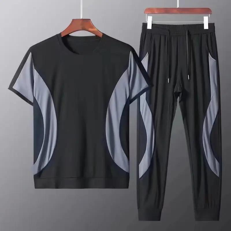 Short-sleeved trousers sports suit men's summer new fashion boys match a set of handsome casual loose sportswear 2-piece set