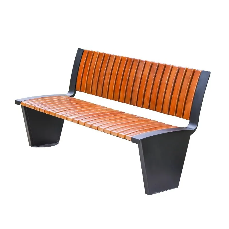 

Outdoor benches Anti-corrosive solid wood seats Leisure steel benches Outdoor courtyard