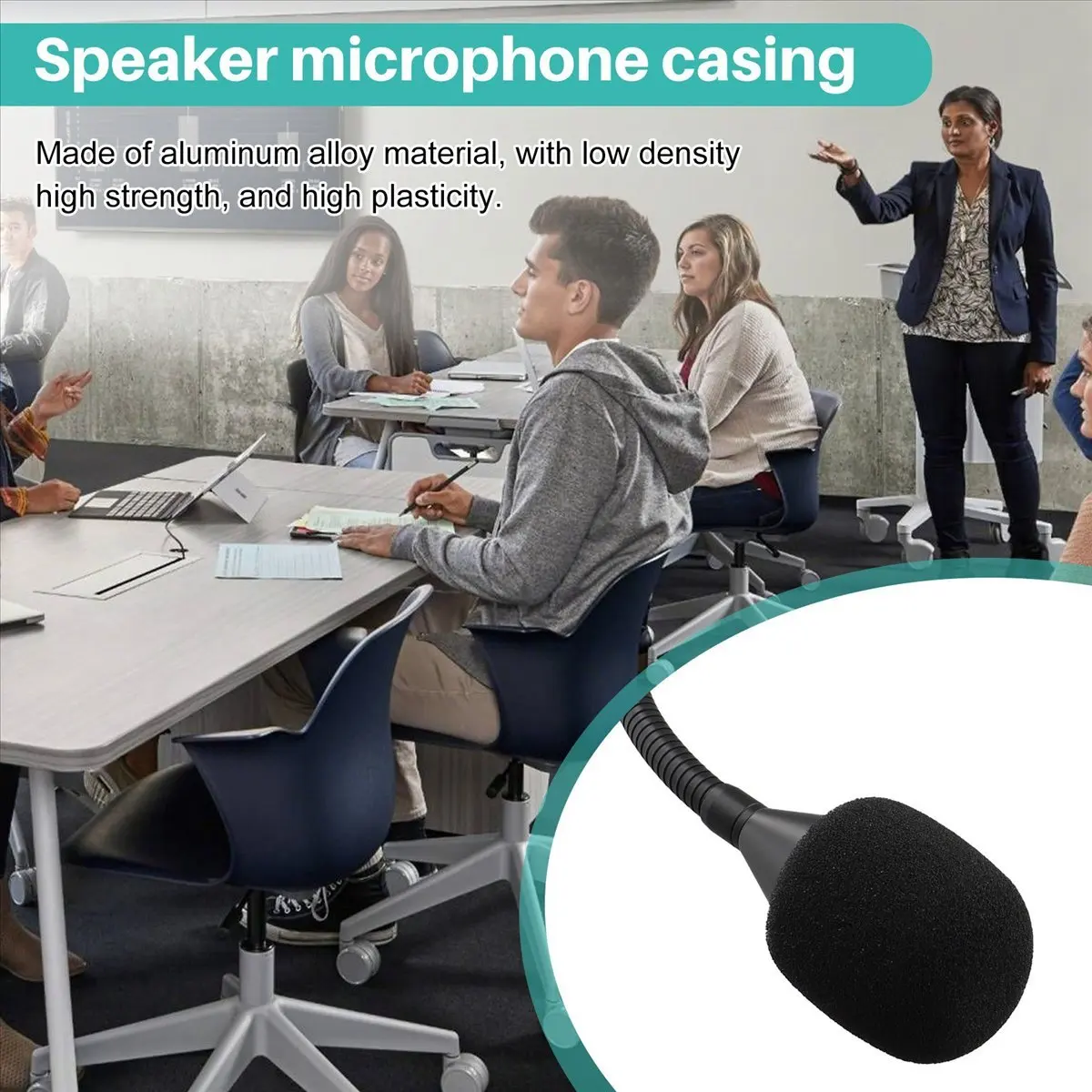 SCLS Gooseneck Microphone 3 Pin Flexible Noise Reduction Gooseneck Plug in Microphone for Meeting Rooms