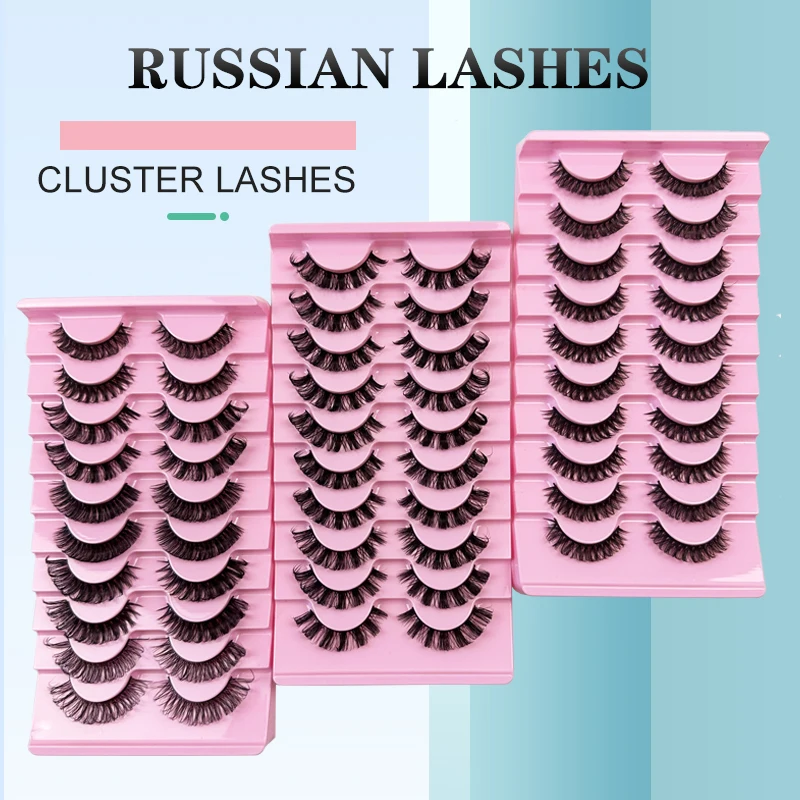 Russische Streifen Wimpern 10 Paar flauschige handgemachte Nerz 3d Volumen weiche gefälschte Nerz Wimpern Maquiagem Maquill age Femme