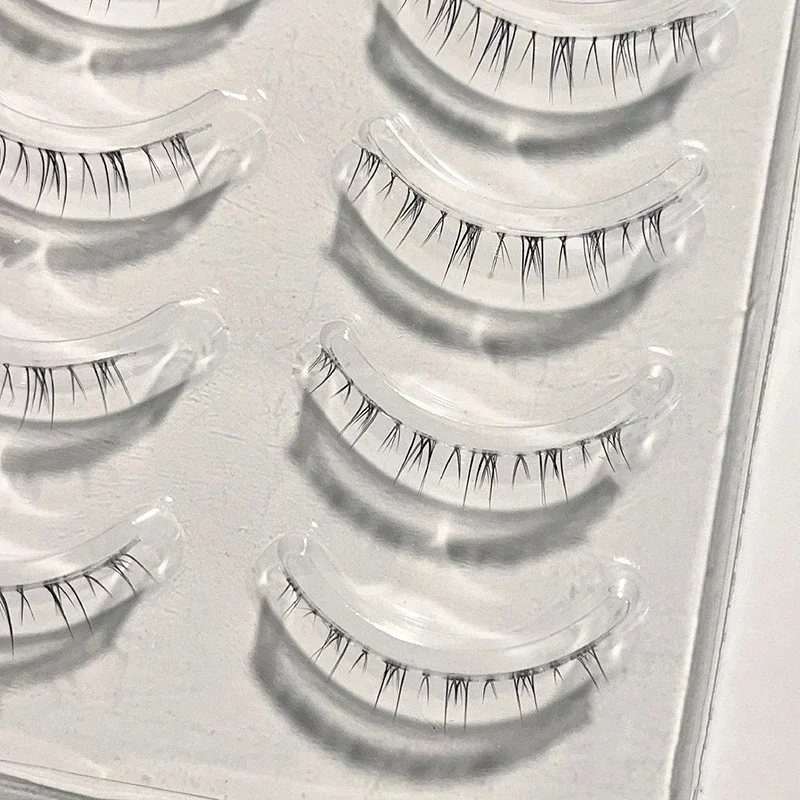 Manga Lashes 5 Pair Lashes Natural Lower Eyelashes Handmade False Eyelashes Clear Band Bottom Fake Lashes Extension Makeup Tools