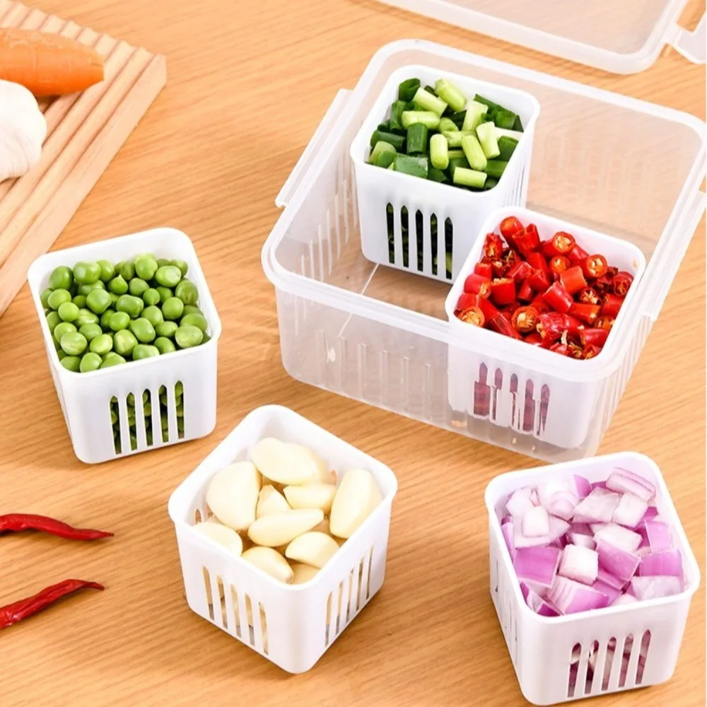 Double-layer Garlic Preservation Box Transparent Four/Six Grids Onion Ginger Storage Container Household Multi-function