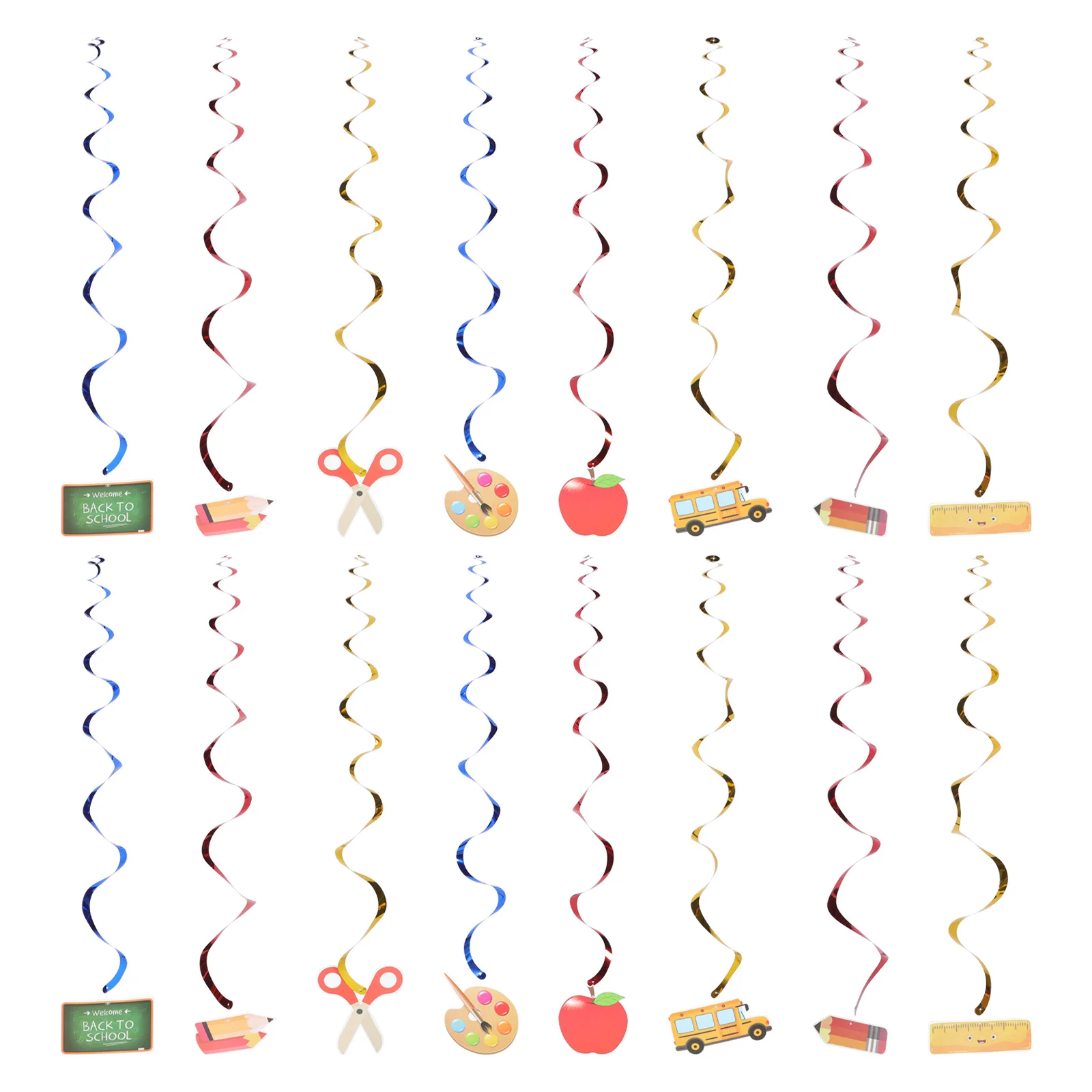 

16 Pcs Welcome Back to School Party Supplies Pull The Flag Decorations Latte Paper Hanging Ornament Creative Design Long Lasting
