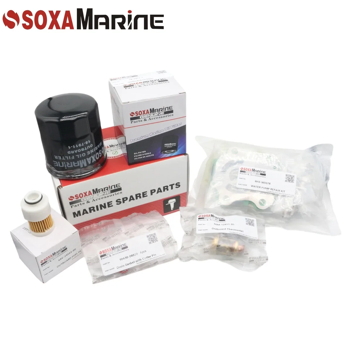 

Fit for Yamaha F50B Maintenance Kit 1996-2002 Marine Outboard Water Pump Rebuild with Thermostat Drain Gasket Fuel Oil Filter
